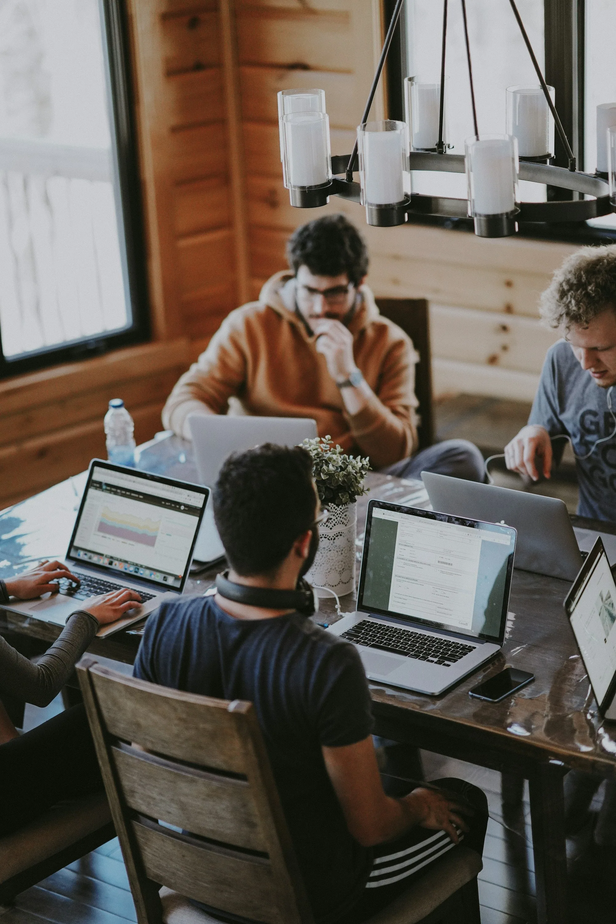 Consulting team collaborating during a strategy session